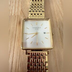 Rosefield ladies rectangular gold tone watch NEW BATTERY